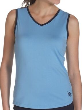 Avia Women's Light Blue Athletic Tank Top with Black Trim ~ Size Large